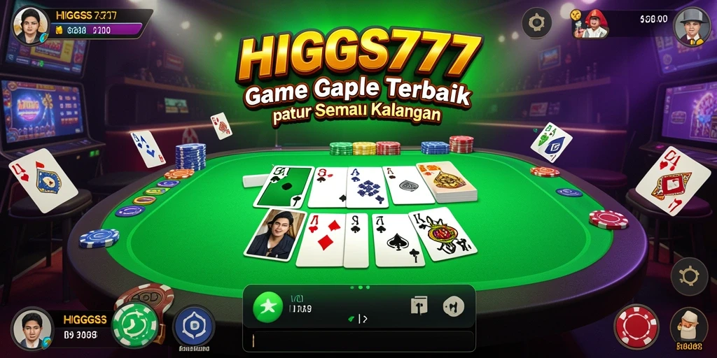 Screenshot gameplay HIGGS777 menampilkan suasana permainan Gaple yang seru dan interaktif.